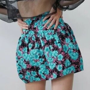 Zara bubble high-rise skirt, floral print.